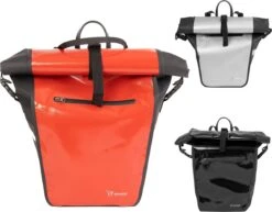 Ekostar® Online Shopping - 2in1 Fietstas - 100% Waterdicht - Rolltop - Rood - 17 Tot 28 Liter - Enkele Fietstas