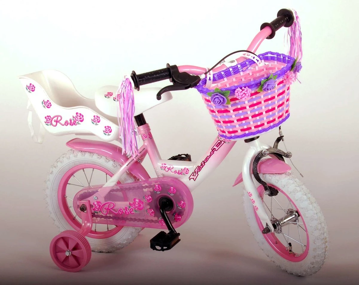 Volare Rose Kinderfiets - 12 Inch - Meisjes - Roze/wit - 95% Afgemonteerd 5 Volare Rose Kinderfiets - 12 Inch - Meisjes - Roze/wit - 95% Afgemonteerd – Image 5