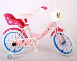 Volare Disney Princess Kinderfiets - Meisjes - 16 Inch - Roze Blauw - Twee Handremmen -Velo Pour Tous 1200x956