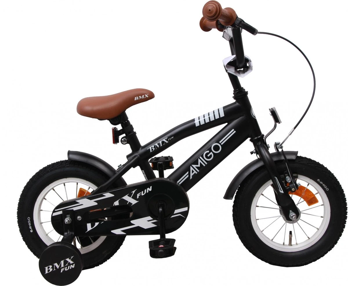 Amigo BMX Fun Jongensfiets - Kinderfiets 12 Inch - Matzwart 1 Amigo BMX Fun Jongensfiets - Kinderfiets 12 Inch - Matzwart