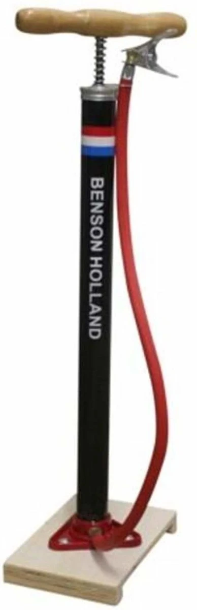 Benson Nederlandse Klassieke Fietspomp - Houten Voetplaat - Max Druk 3 Bar 2 Benson Nederlandse Klassieke Fietspomp - Houten Voetplaat - Max Druk 3 Bar – Image 2
