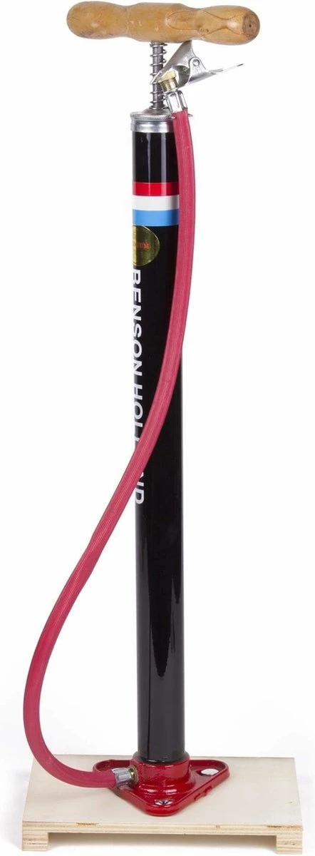 Benson Nederlandse Klassieke Fietspomp - Houten Voetplaat - Max Druk 3 Bar 3 Benson Nederlandse Klassieke Fietspomp - Houten Voetplaat - Max Druk 3 Bar – Image 3