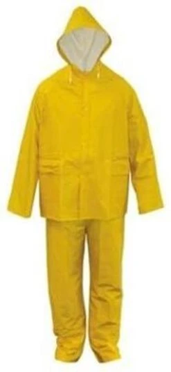 Merkloos Regenpak PVC-rayon Geel M