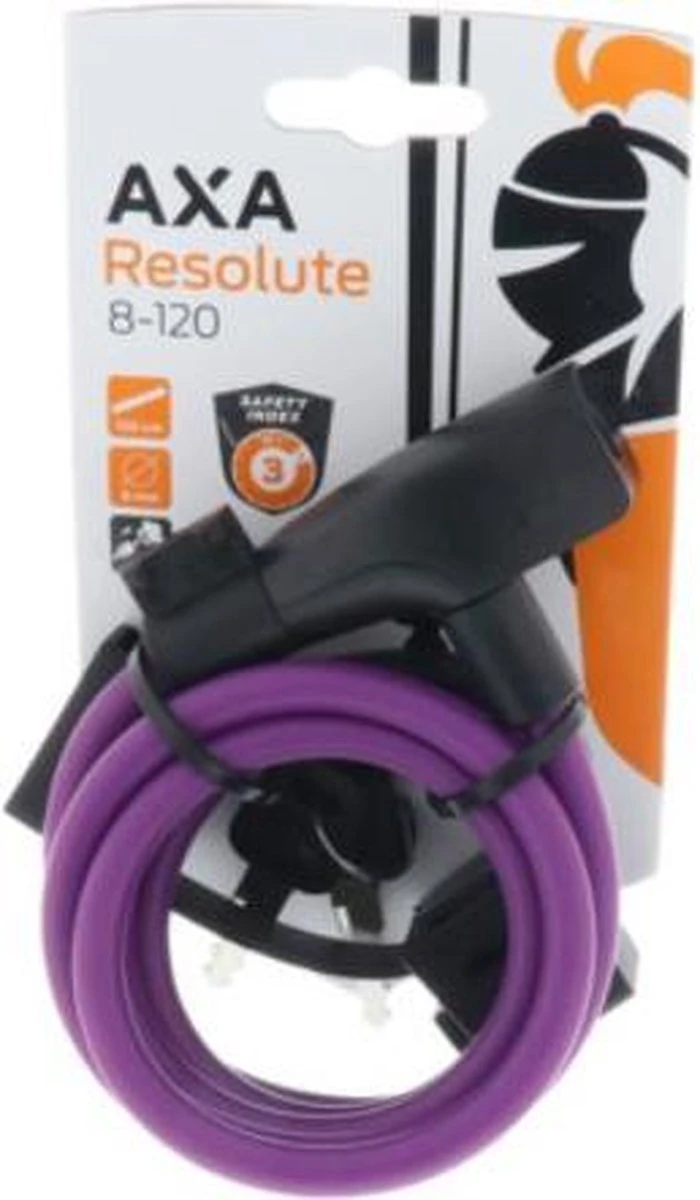 AXA Resolute 8/120 Kabelslot – Slot Voor Fietsen - Gebruiksvriendelijk - 120 Cm Lang - Diameter 8 Mm - Paars 5 AXA Resolute 8/120 Kabelslot – Slot Voor Fietsen - Gebruiksvriendelijk - 120 Cm Lang - Diameter 8 Mm - Paars – Image 5