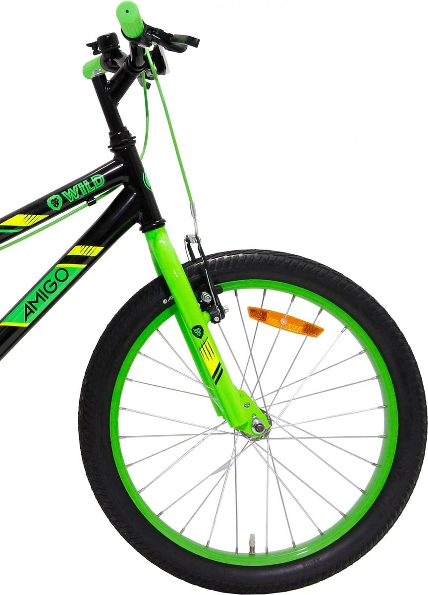 Amigo Wild - Mountainbike 20 Inch - Voor Jongens En Meisjes - Zwart/Groen 3 Amigo Wild - Mountainbike 20 Inch - Voor Jongens En Meisjes - Zwart/Groen – Image 3