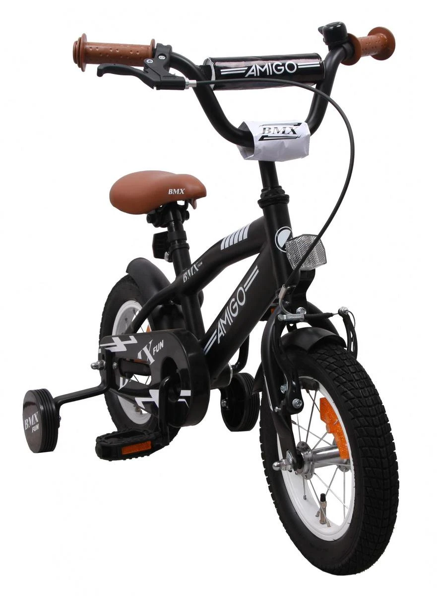 Amigo BMX Fun Jongensfiets - Kinderfiets 12 Inch - Matzwart 2 Amigo BMX Fun Jongensfiets - Kinderfiets 12 Inch - Matzwart – Image 2