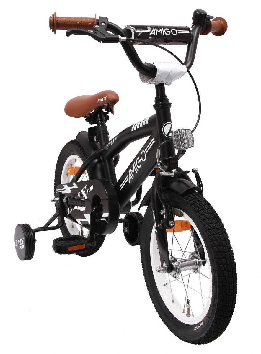 Amigo BMX Fun Jongensfiets - Kinderfiets 14 Inch - Matzwart 2 Amigo BMX Fun Jongensfiets - Kinderfiets 14 Inch - Matzwart – Image 2