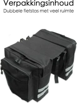 Merkloos Fietstas Zwart - 2 Opbergzakken - Veel Opbergruimte - Dubbele Zakken - Eenvoudige Installatie - Met Rits Om Volledig Af Te Sluiten - Fietstassen Dubbel - -Velo Pour Tous 900x1200 12