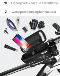 Levevis: Frame Fietstas - Mobielhouder - Telefoonhouder Fiets - MTB Zadeltas -elektrische Fietsen - Waterdicht- Mobiel Houder Tot 6.8 Inch -160ml - Zwart -Velo Pour Tous 949x1200 7