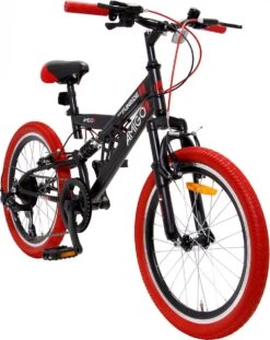Amigo Fun Ride - Mountainbike 20 Inch - Voor Jongens En Meisjes - Met 7 Versnellingen - Zwart/Rood -Velo Pour Tous 954x1200