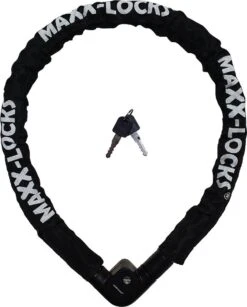 Maxx-Locks Bulls Kettingslot - Solid Pantserslot Uit Gehard Staal - Gebruik Slot Lock Motor Scooter Fiets Motorslot Scooterslot - Alternatief Voor Ketting Ringslot Cijferslot Kabelslot Beugelslot - Lengte 100CM Dikte 8MM - Zwart